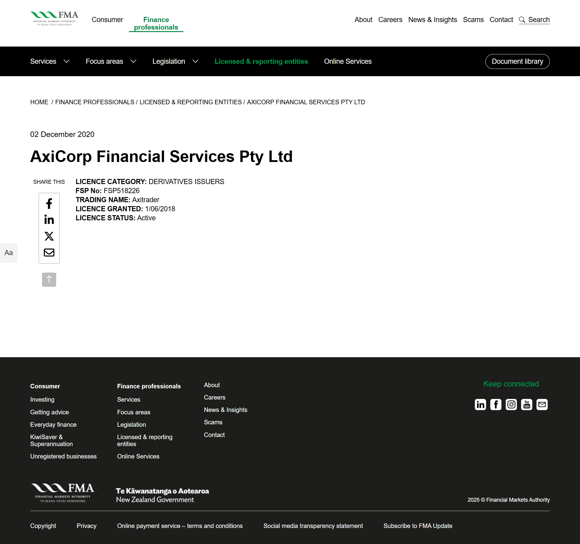 Financial Markets Authority (FMA), New Zealand Official Website