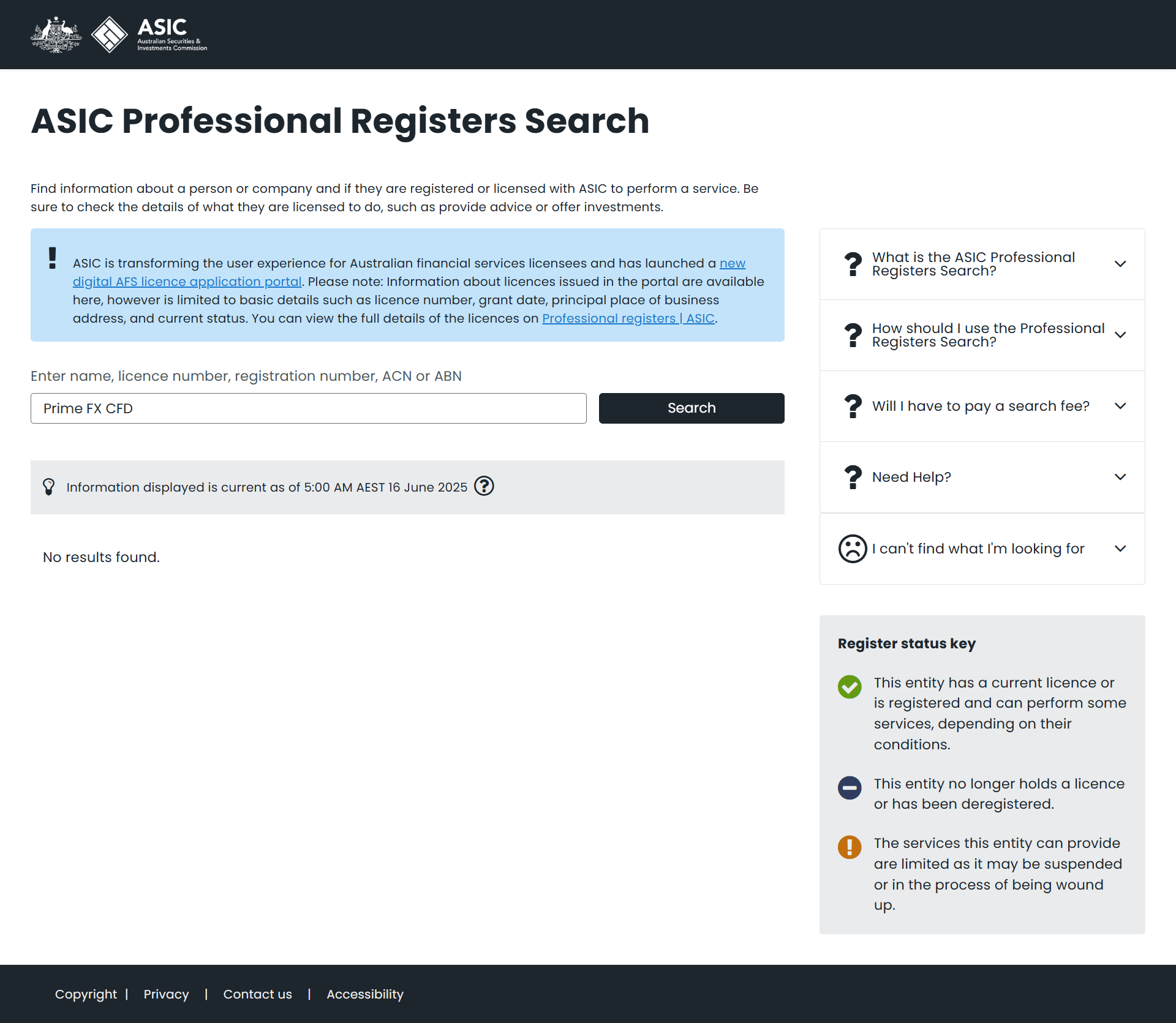 Australian Securities & Investments Commission(ASIC)
