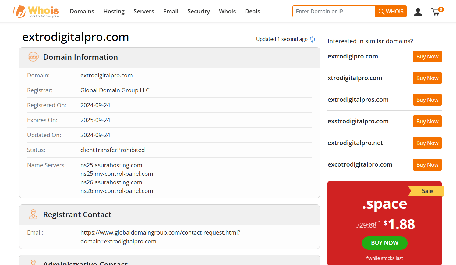 extrodigitalpro.com whois