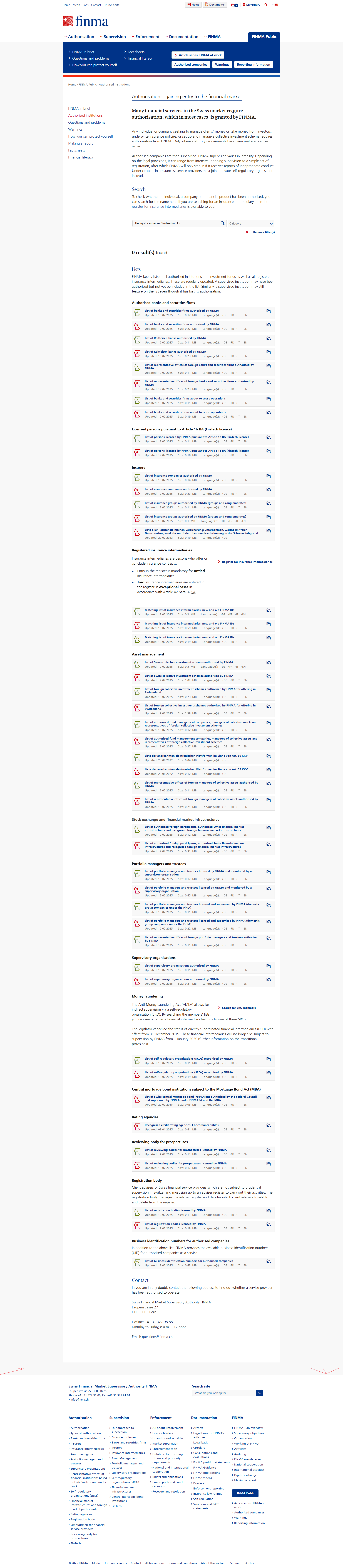 Swiss Financial Market Supervisory Authority Official Website