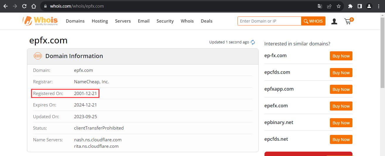 Official website domain name registration information Whois query