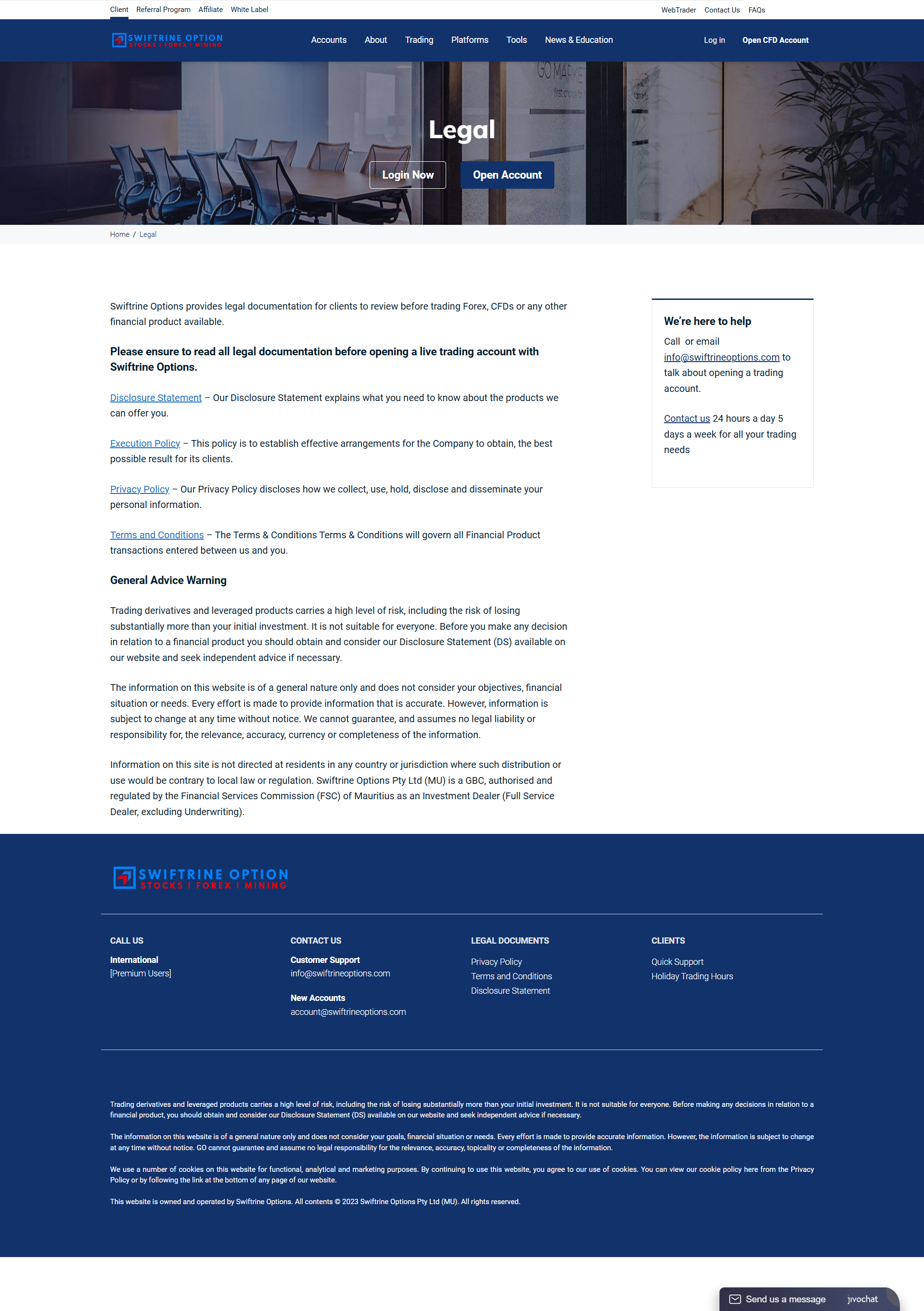 Swiftrine Options Official Website