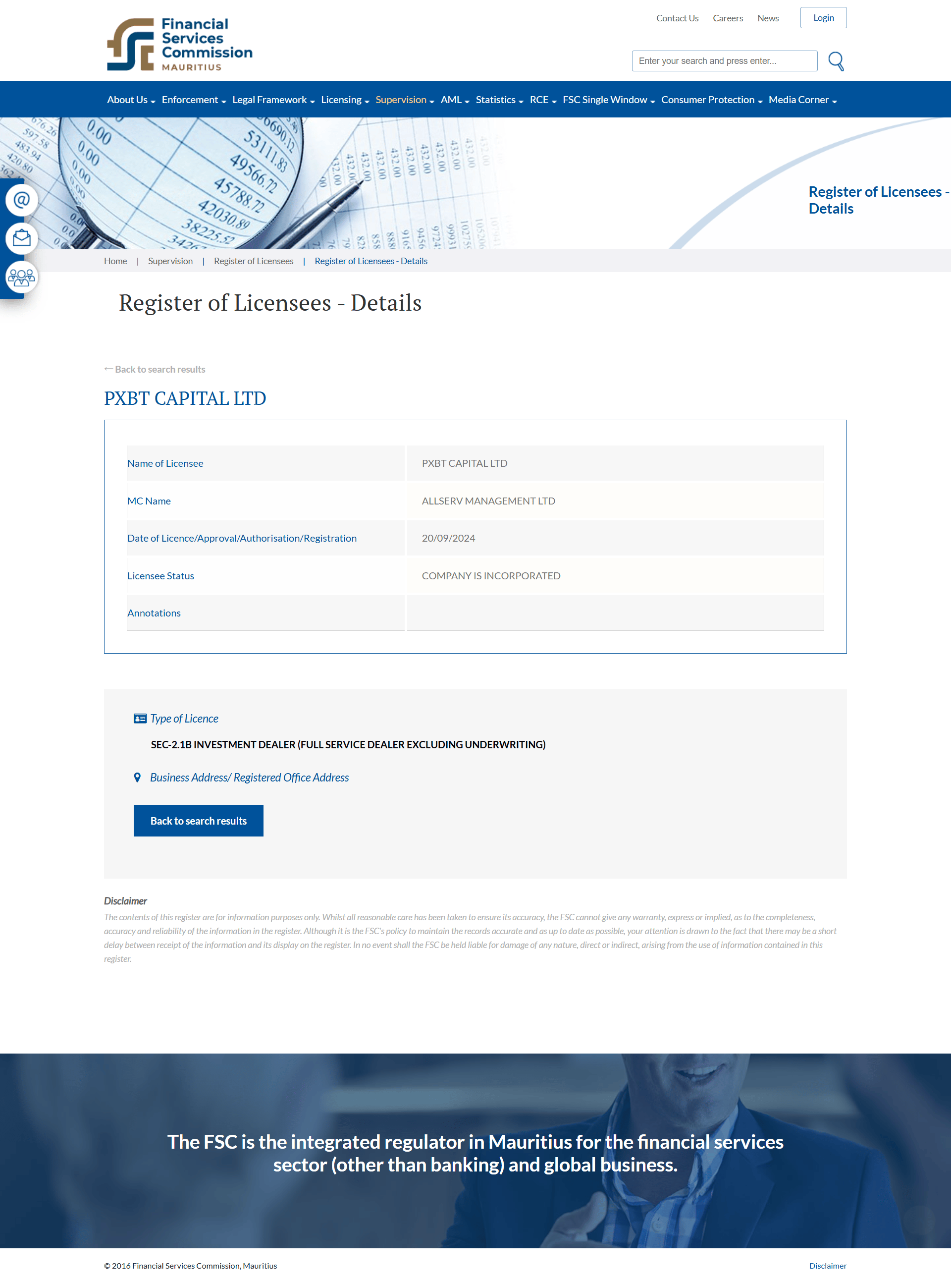 Financial Services Commission, Mauritius(FSC)Official Website