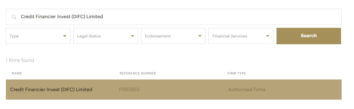 CFI DIFC查询