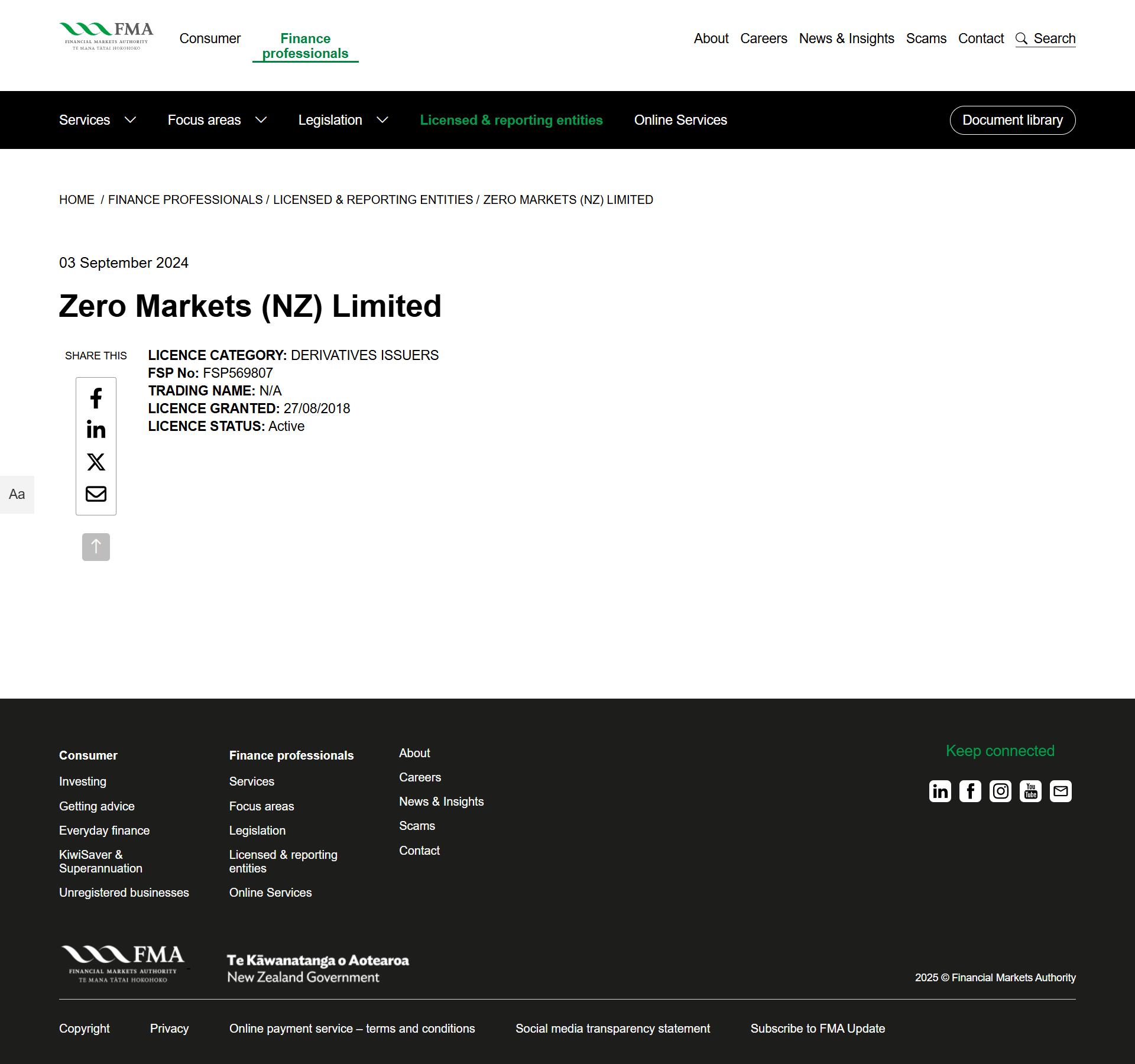 Financial Markets Authority, New Zealand Official Website