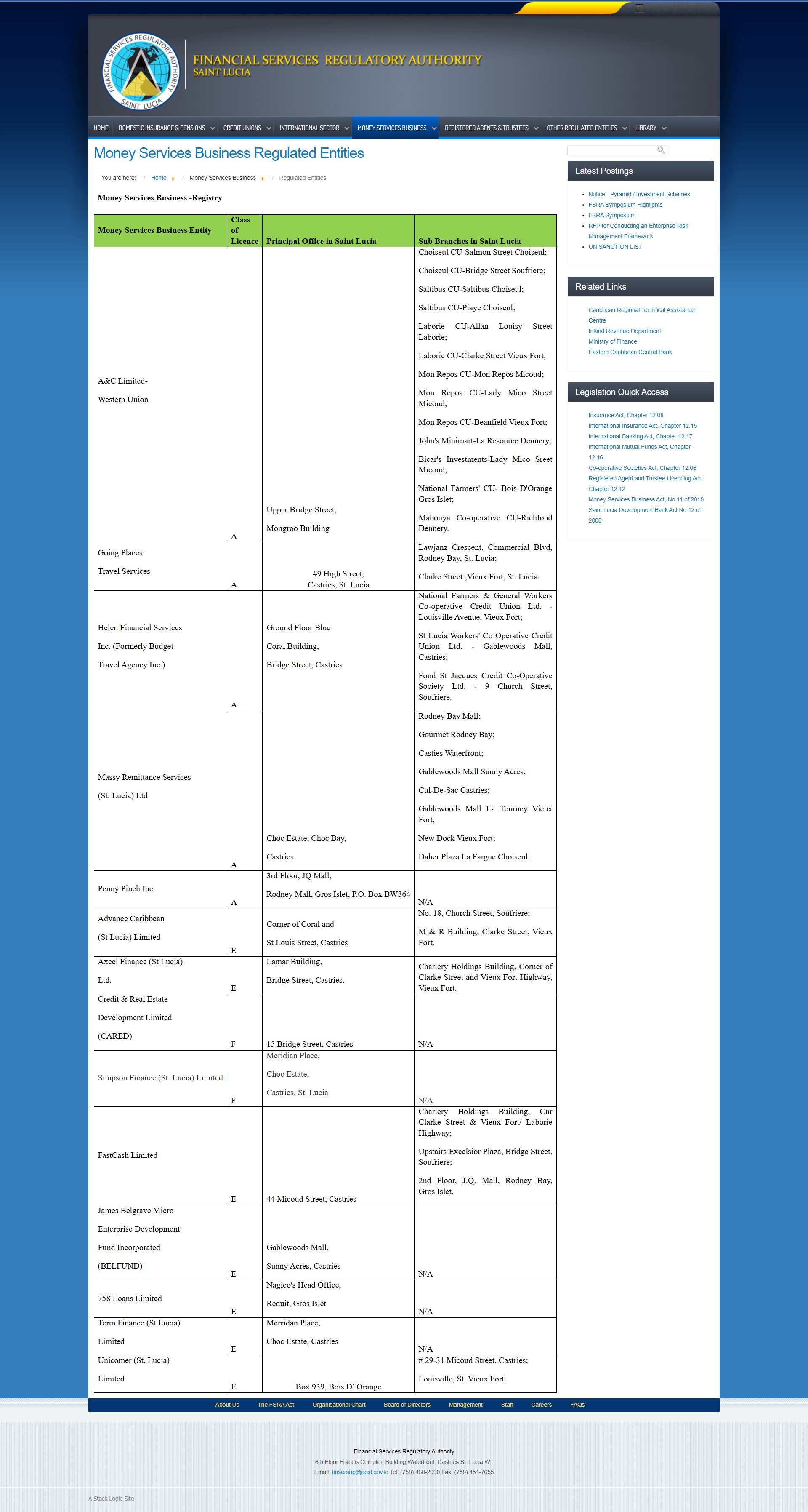 FINANCIAL SERVICES REGULATORY AUTHORITY SAINT LUCIA(FSRA)