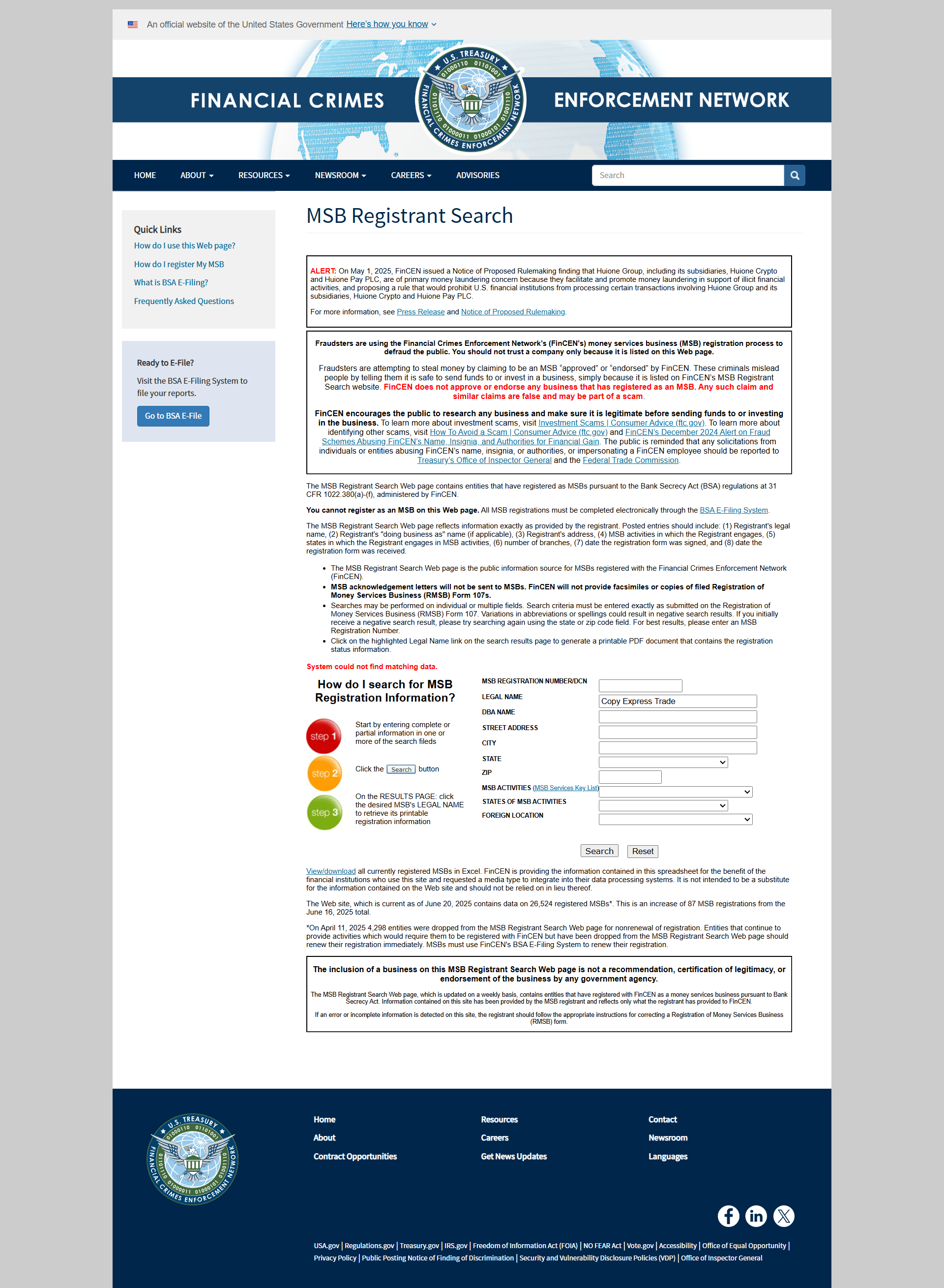 United States Financial Crimes Enforcement Network(FinCEN)