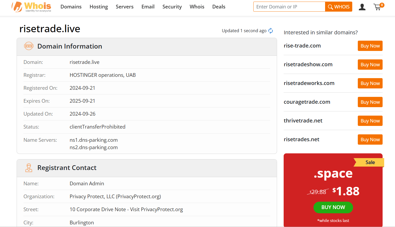 risetrade.live whois