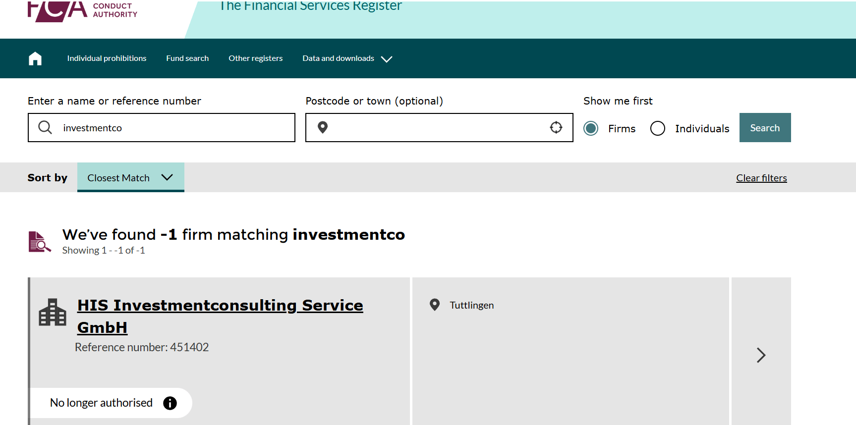 investmentco FCA