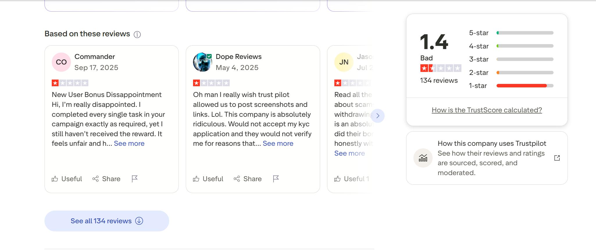 User feedback information