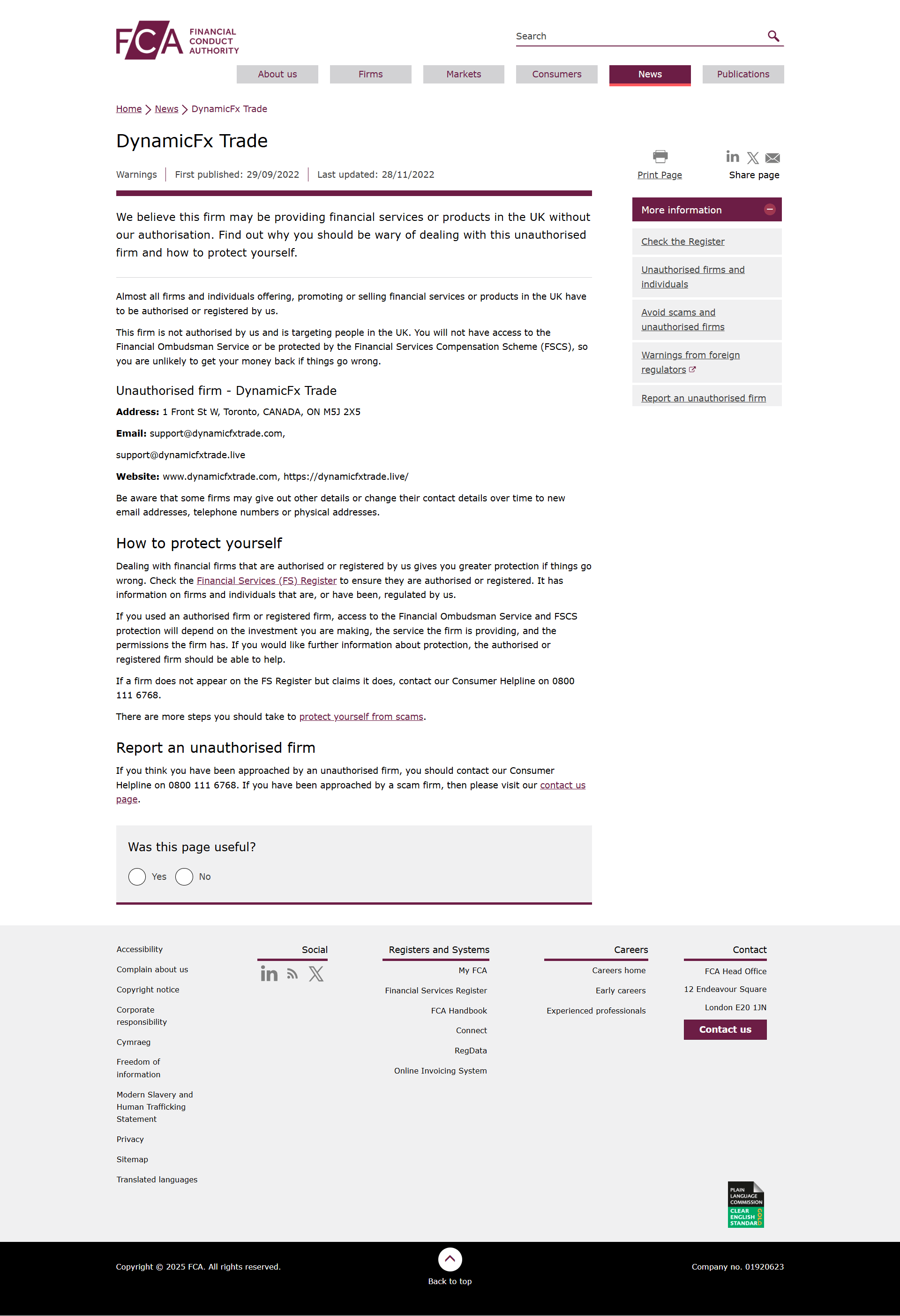 UK Financial Conduct Authority（FCA）