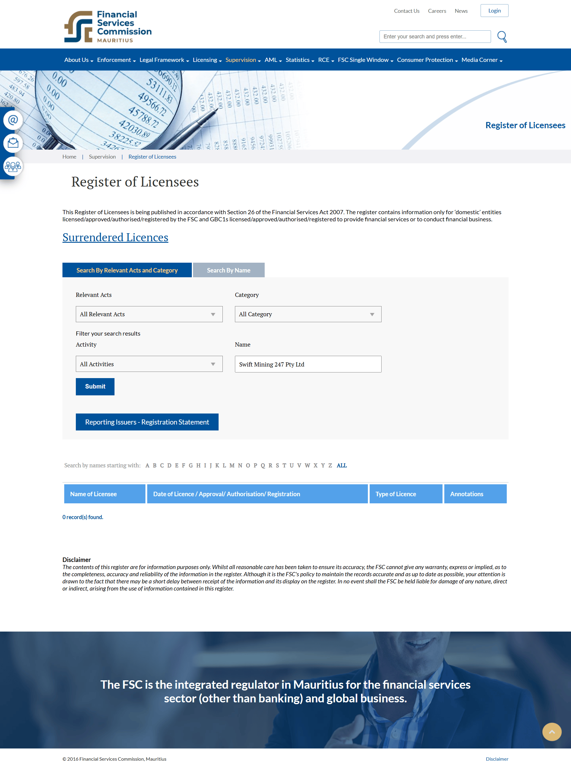 Financial Services Commission, Mauritius(FSC)Official Website