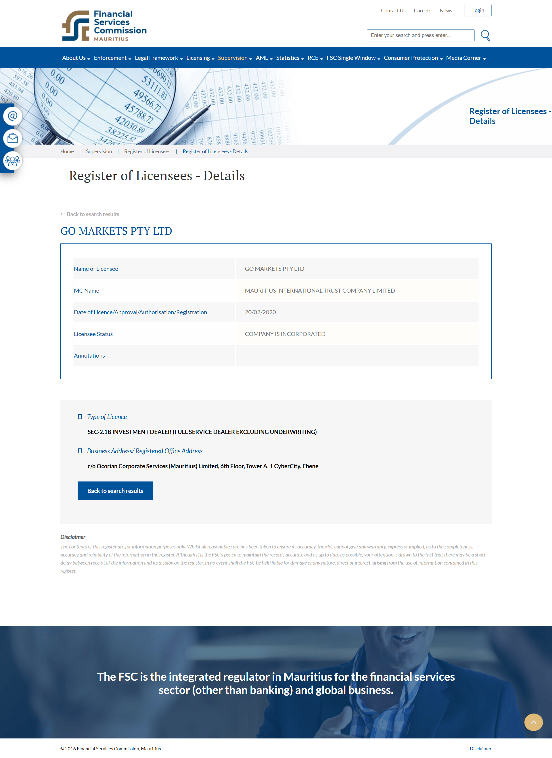 Financial Services Commission, Mauritius(FSC)Official Website