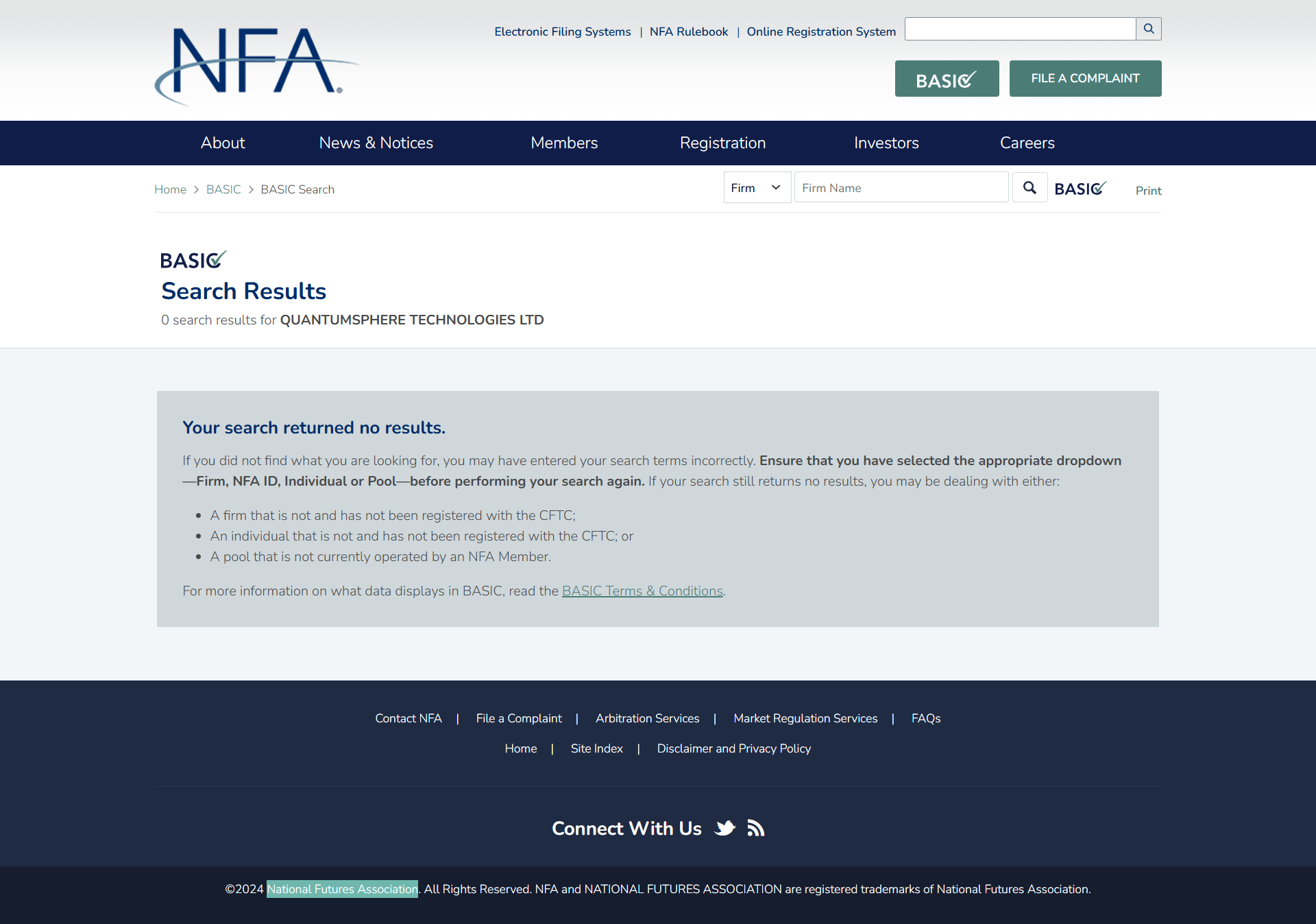 National Futures Association（NFA）Official Website