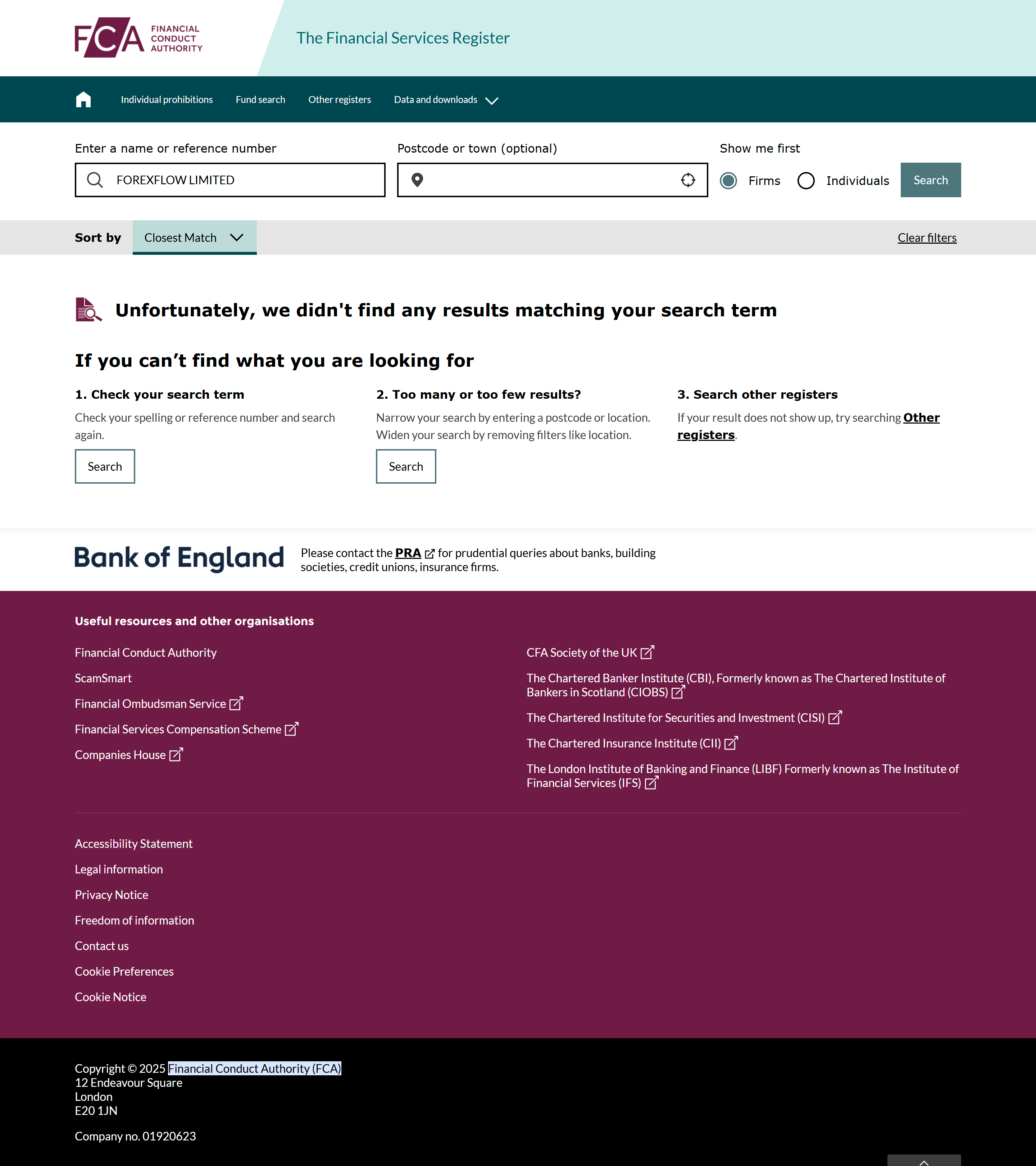UK Financial Conduct Authority (FCA) office website