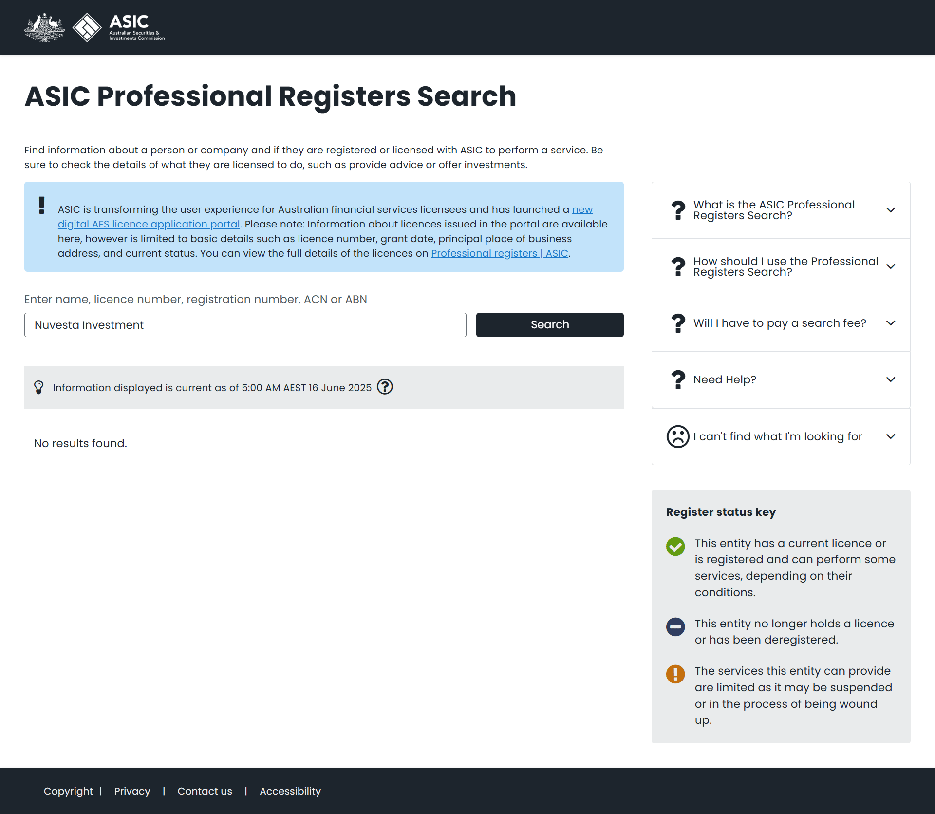 Australian Securities & Investments Commission(ASIC)