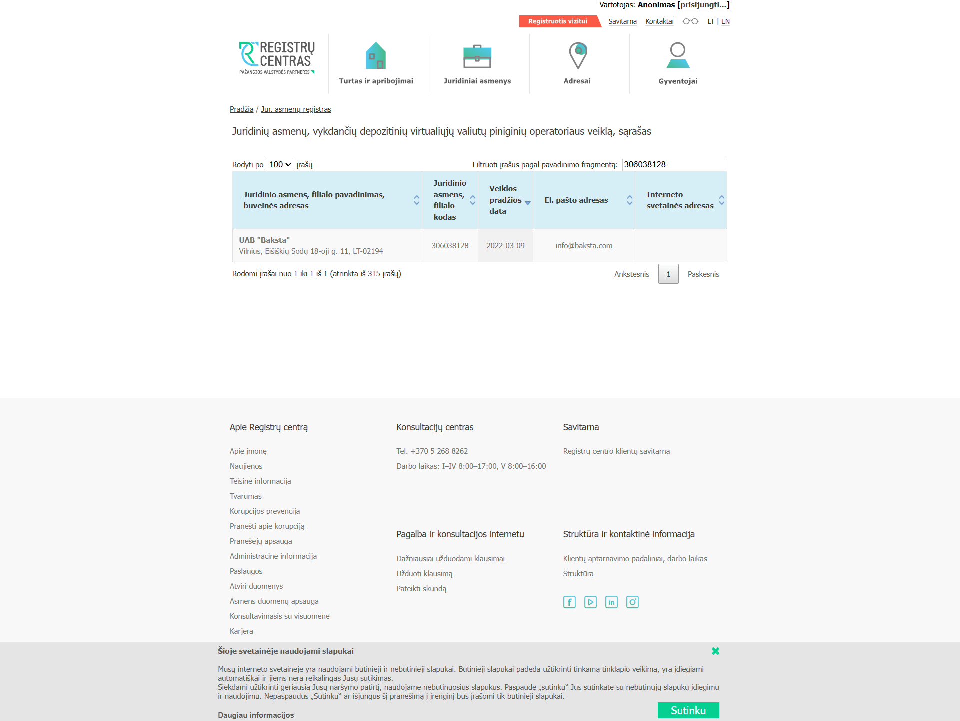 State Enterprise Centre of Registers, Lithuania(SECR)Official Website
