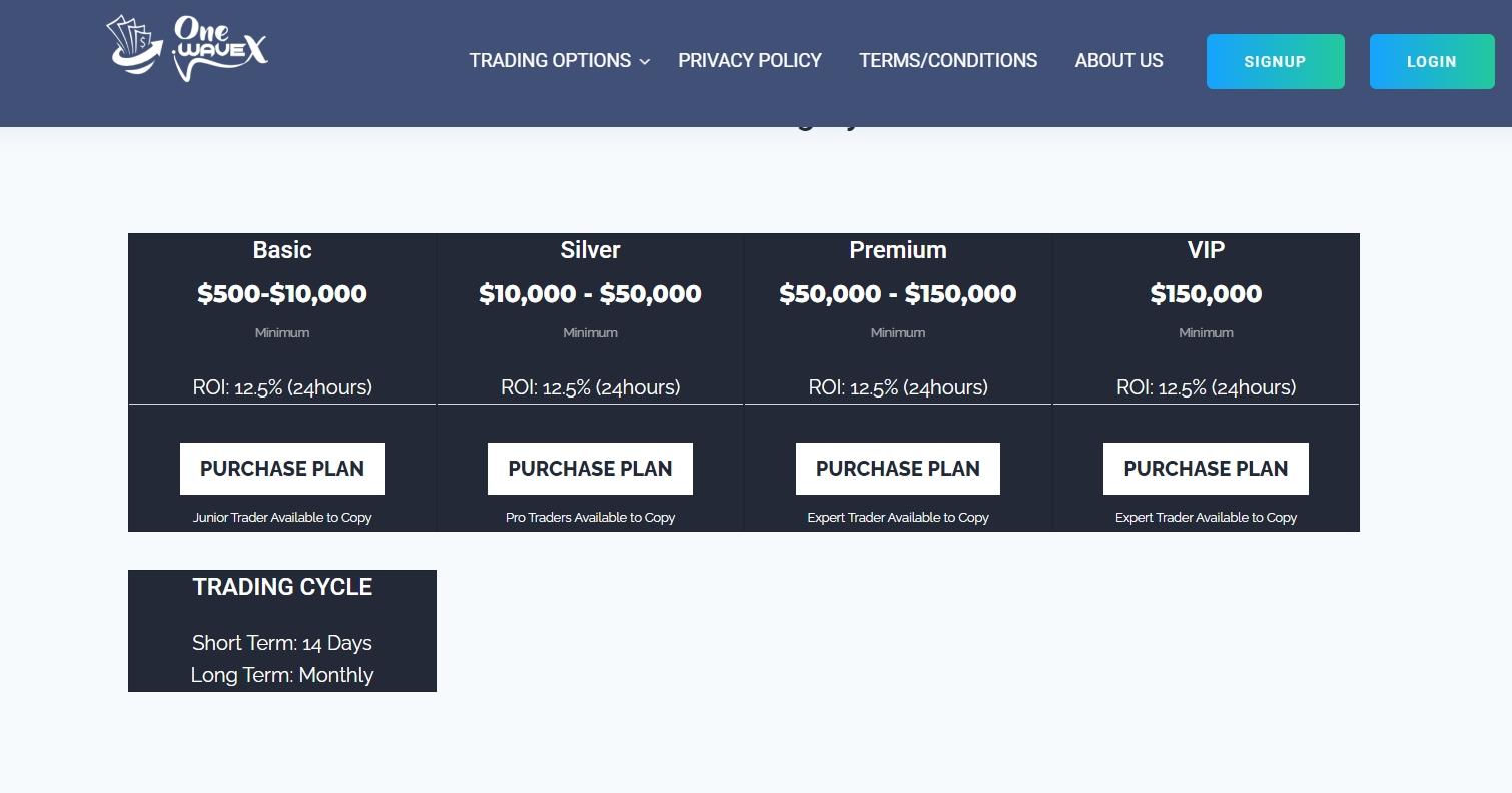 ONEWAVE X Market's account types