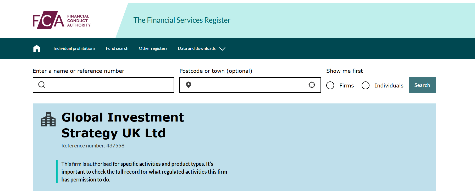 Global Investment Strategy FCA