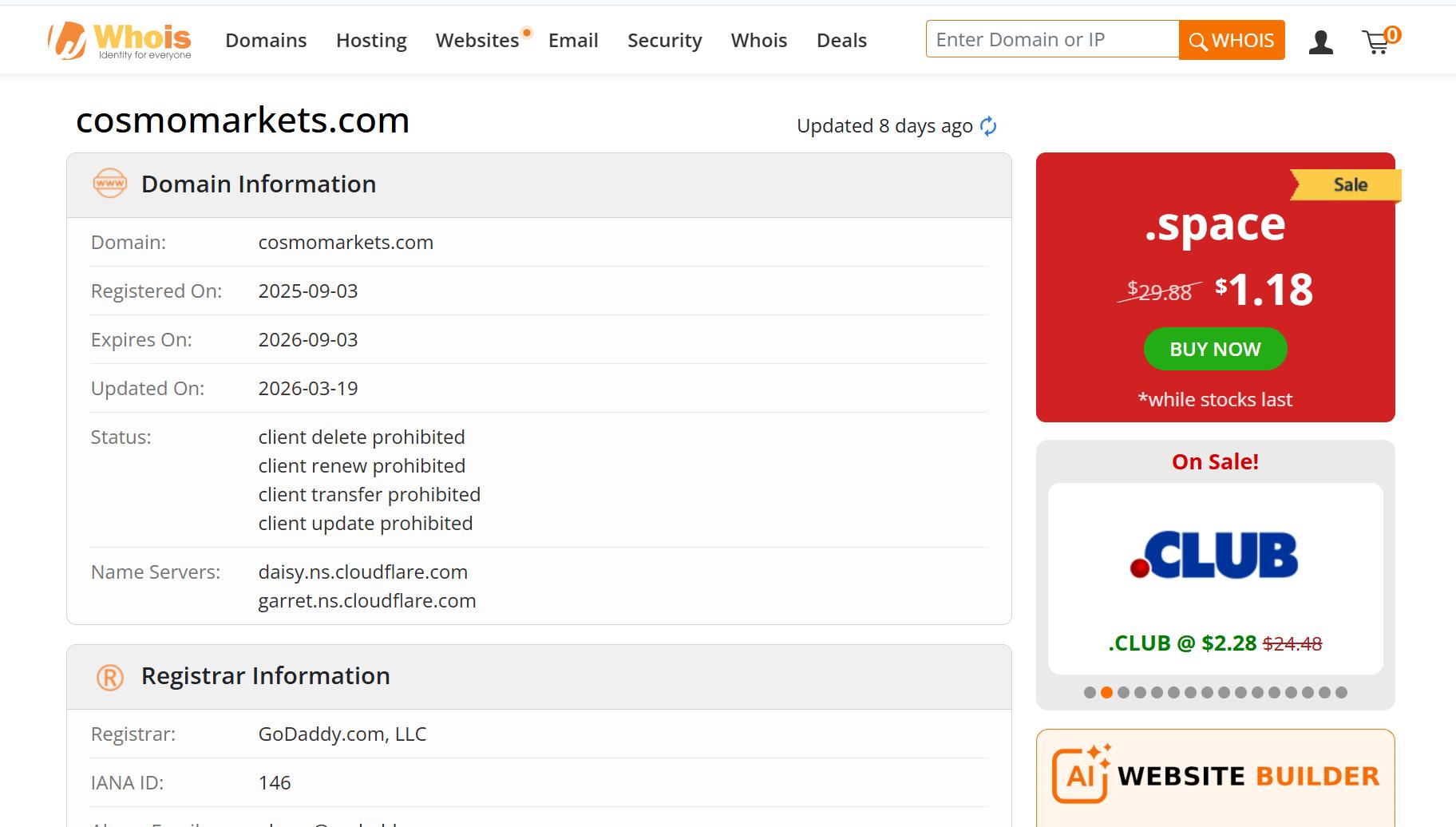 WHOIS domain registration time