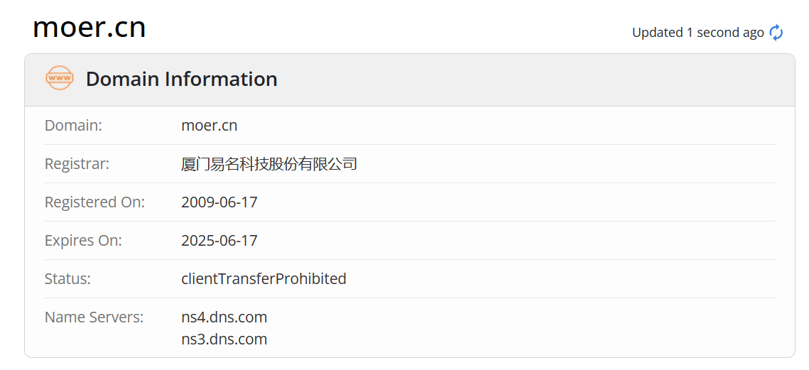 摩尔金融whois.com域名年限数据