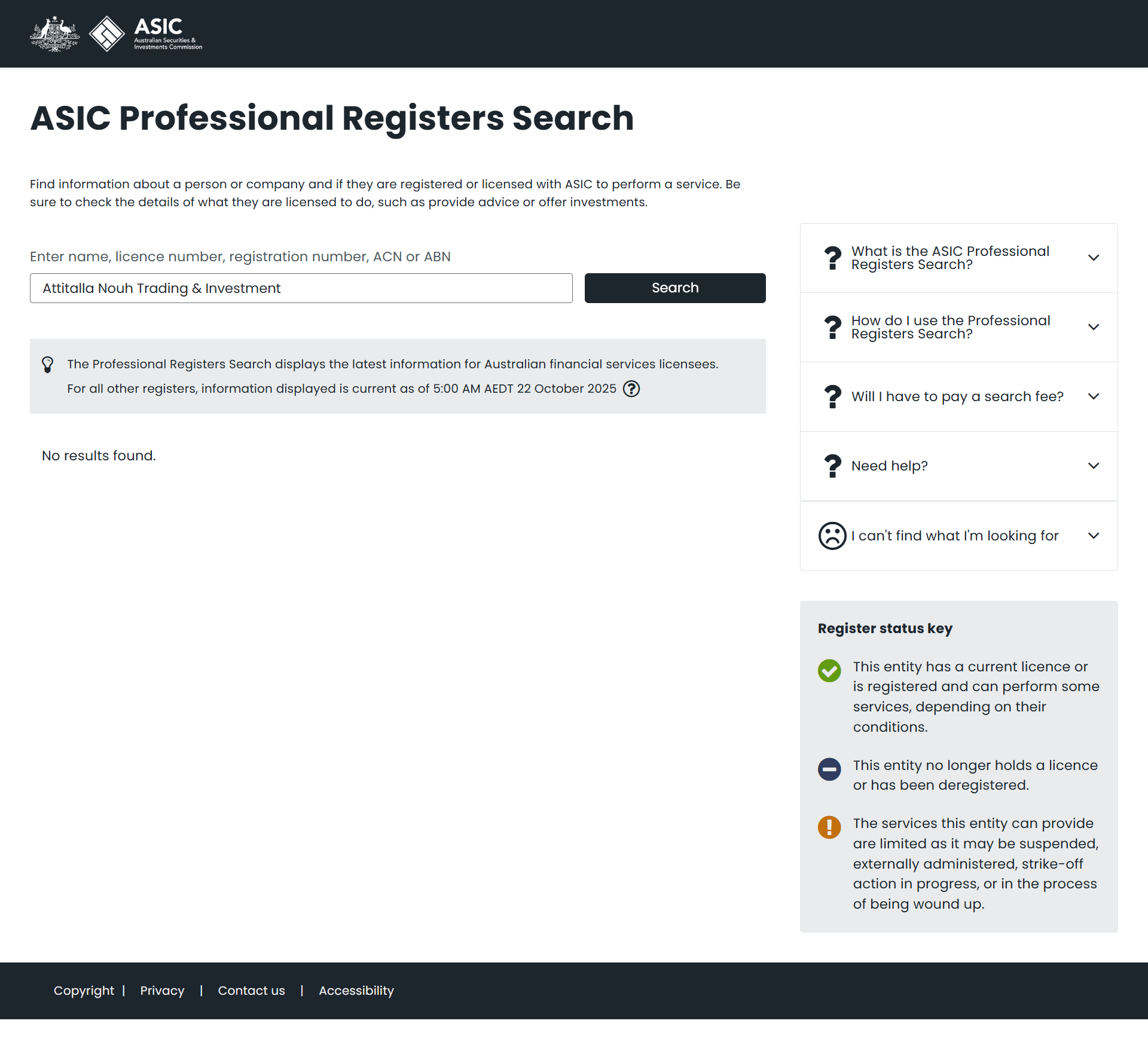 Australian Securities & Investments Commission(ASIC)