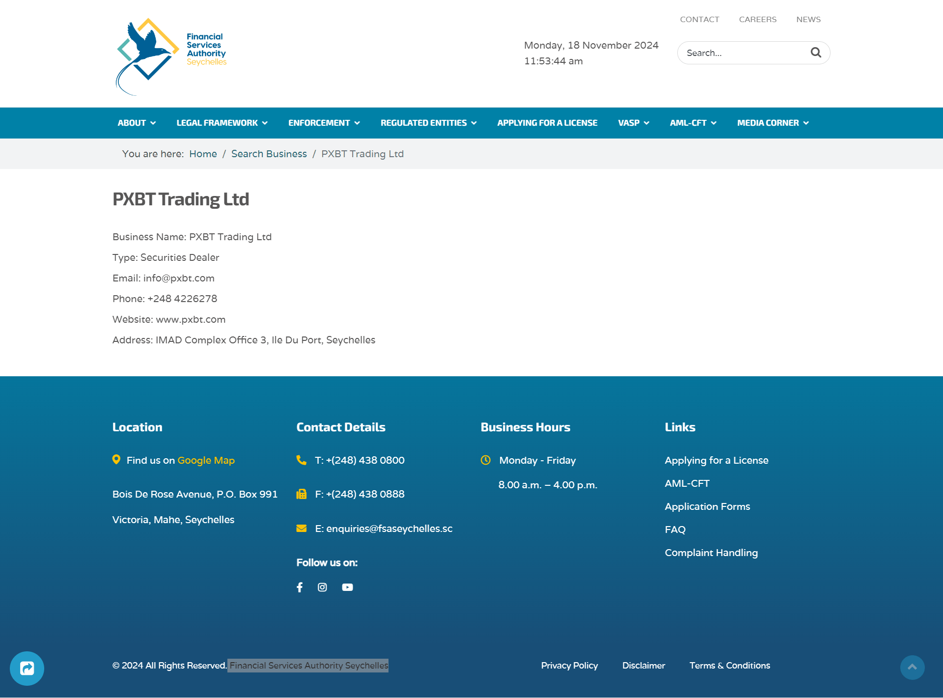 Financial Services Authority Seychelles(FSA)Official Website