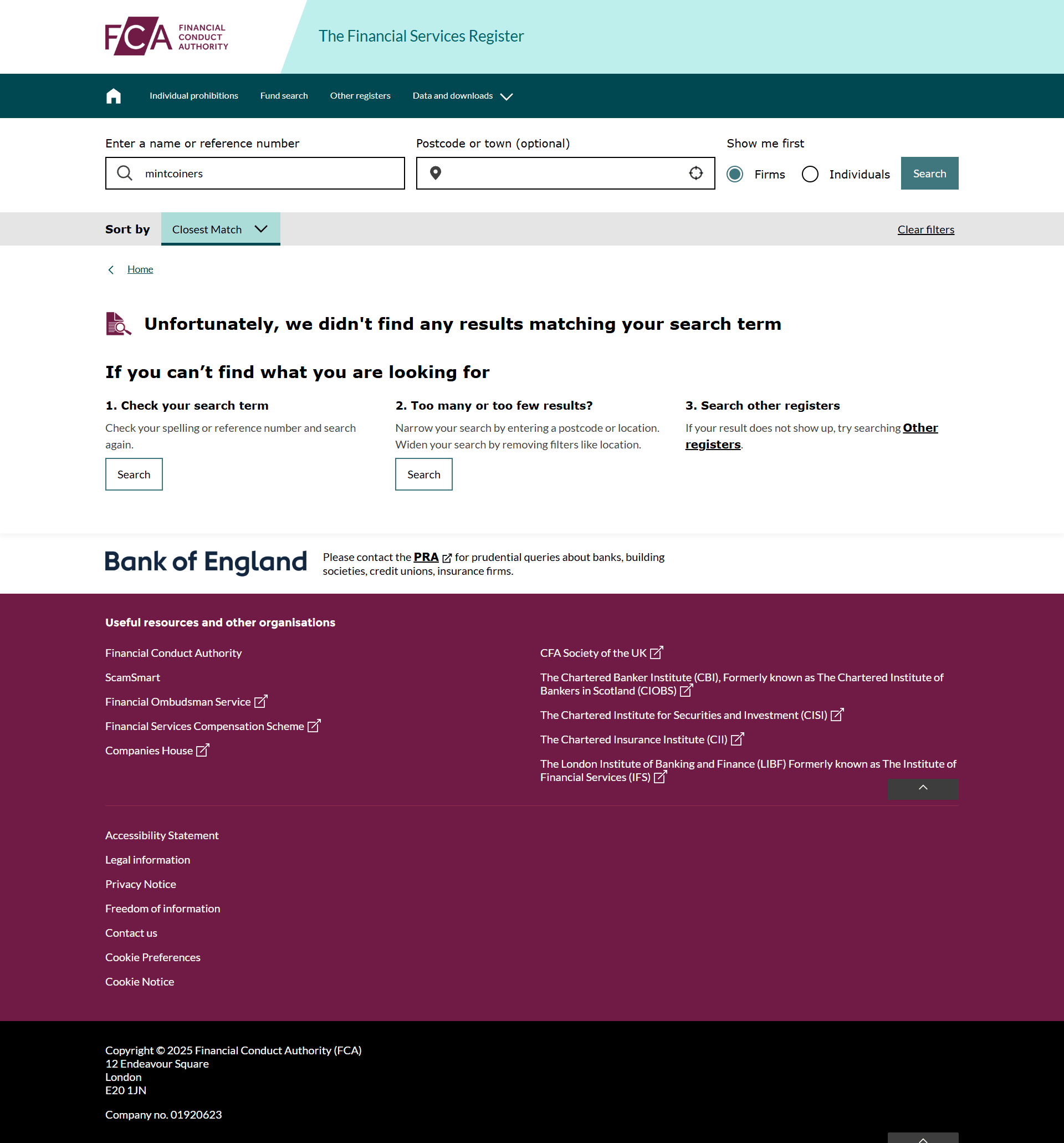 UK Financial Conduct Authority（FCA）