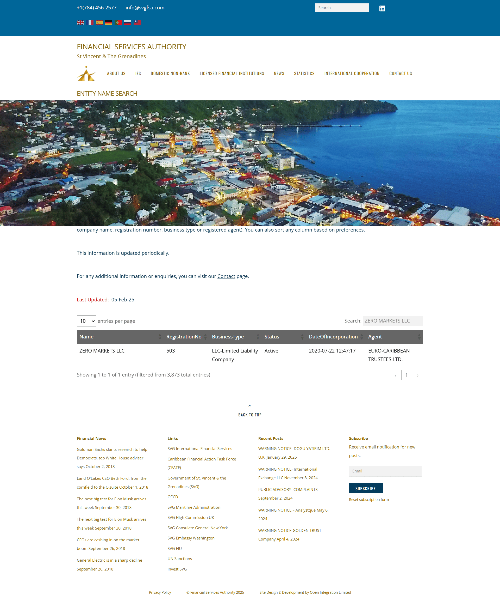 Financial Services Authority, St Vincent & the Grenadines Official Website