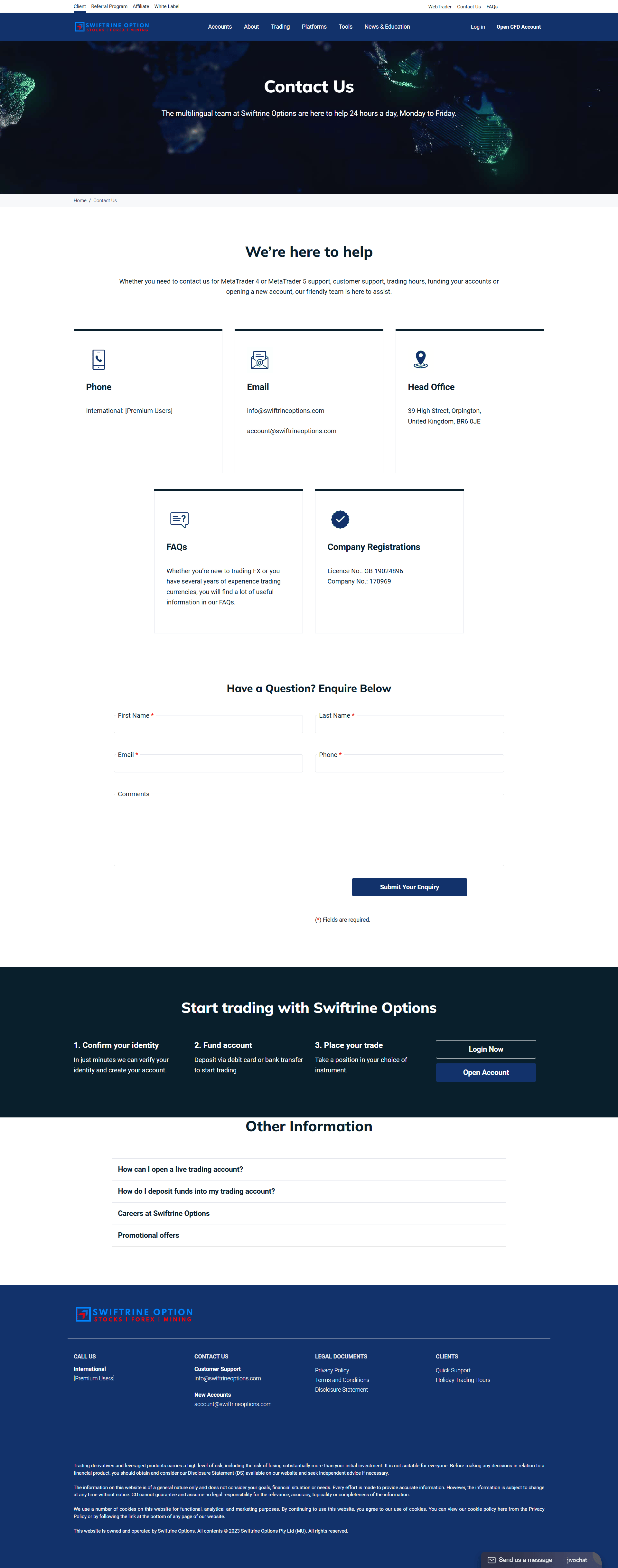 Swiftrine Options Official Website