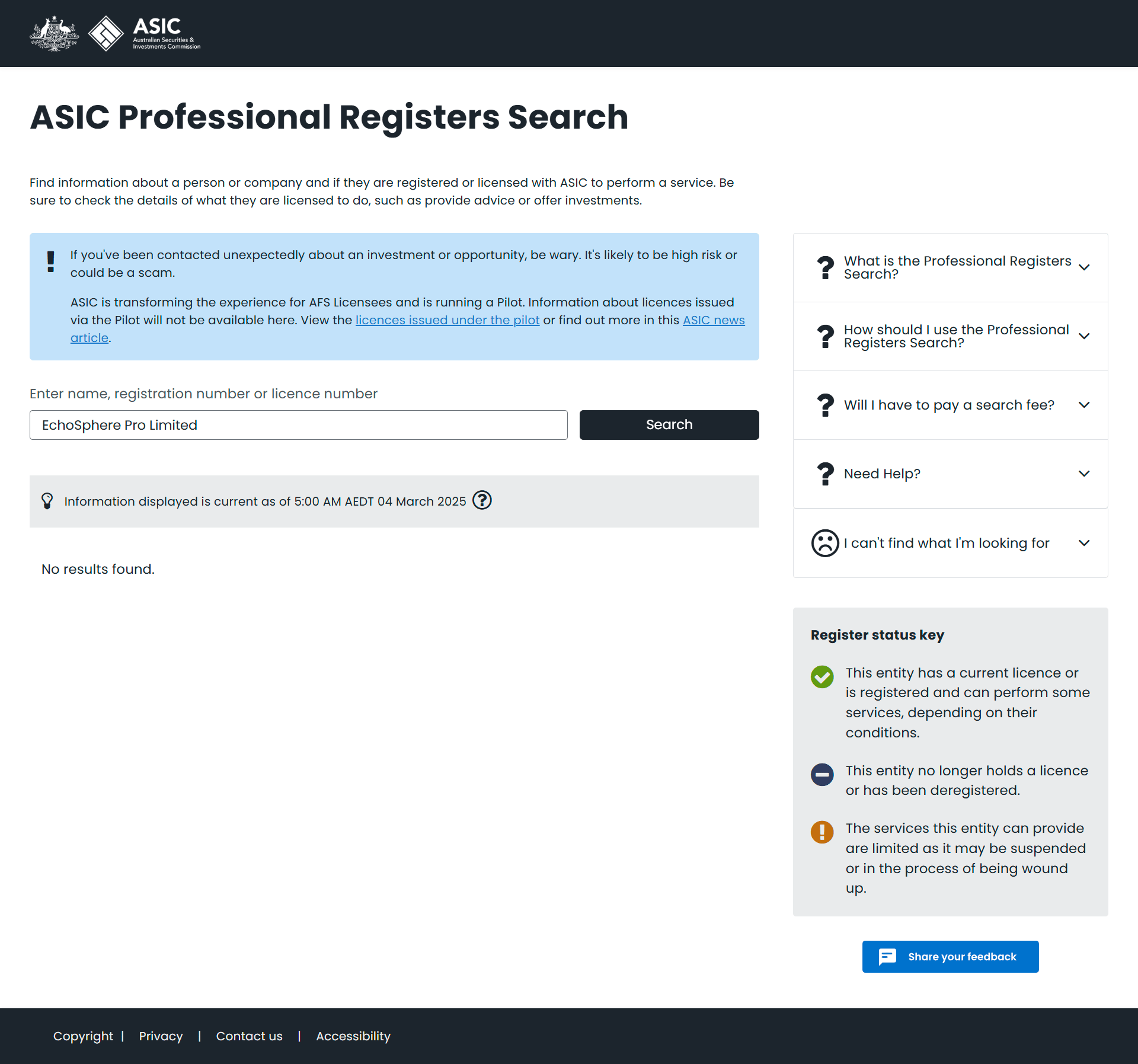 Australian Securities & Investments Commission (ASIC)