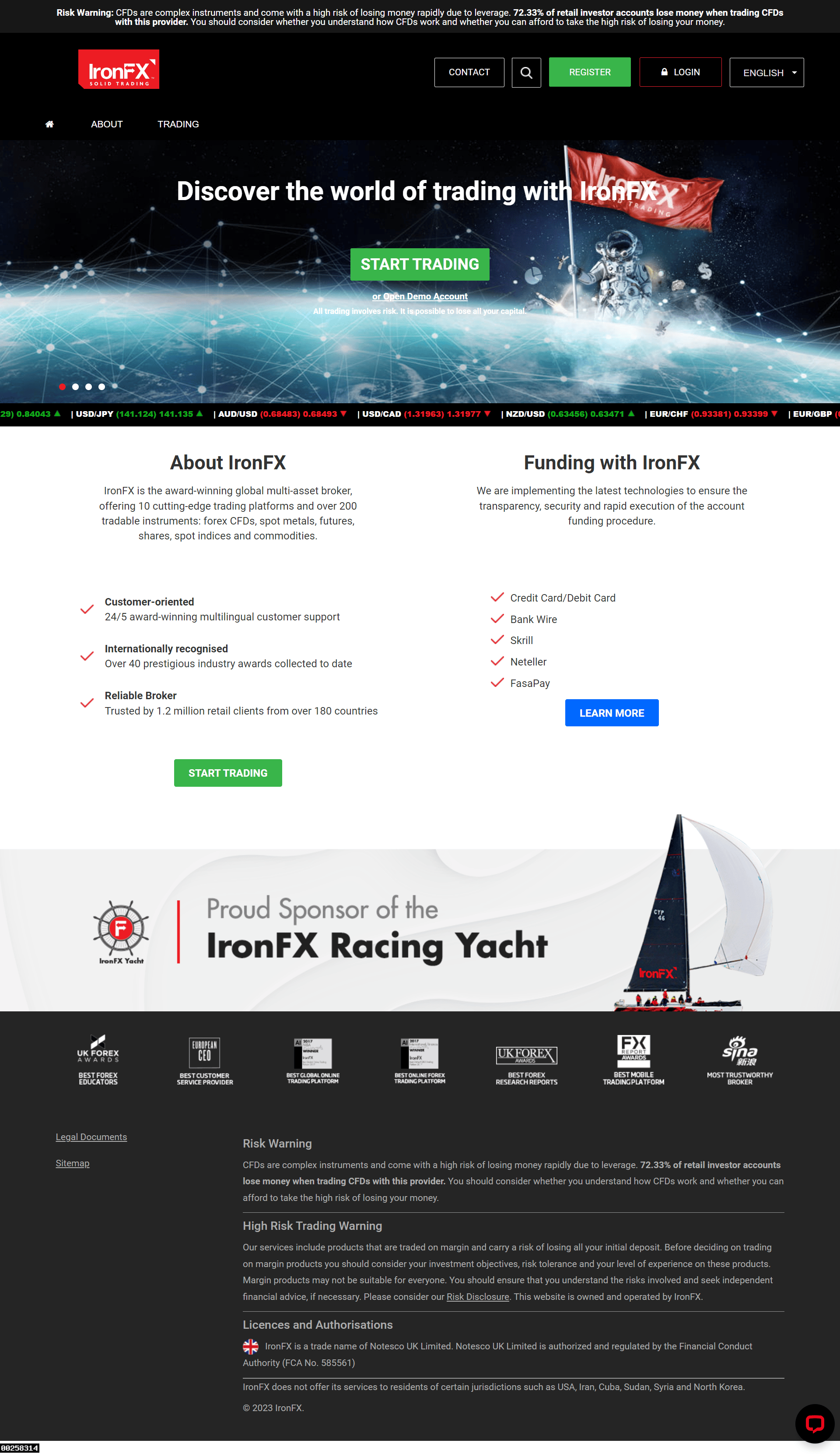 IronFX official website