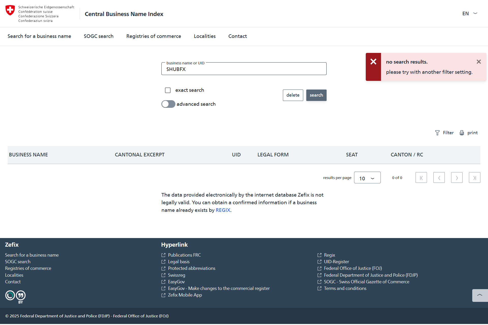 Registries of Commerce of Switzerland