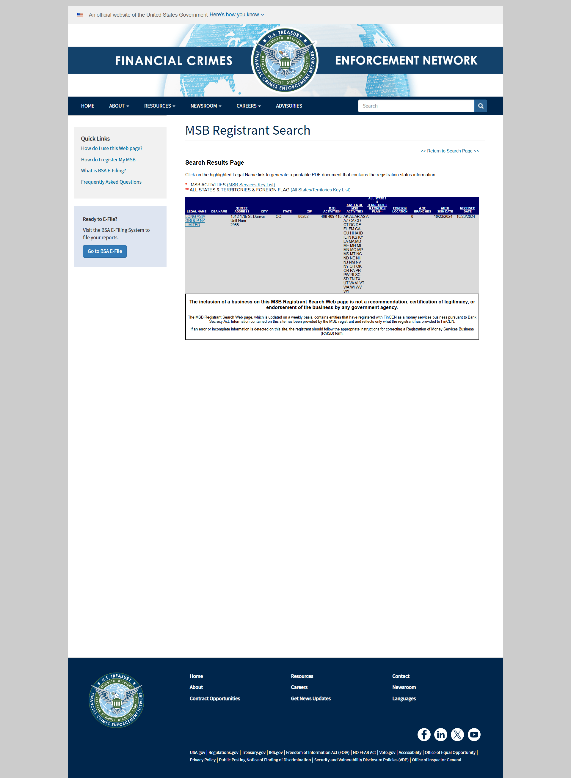 United States Financial Crimes Enforcement Network（FinCEN）