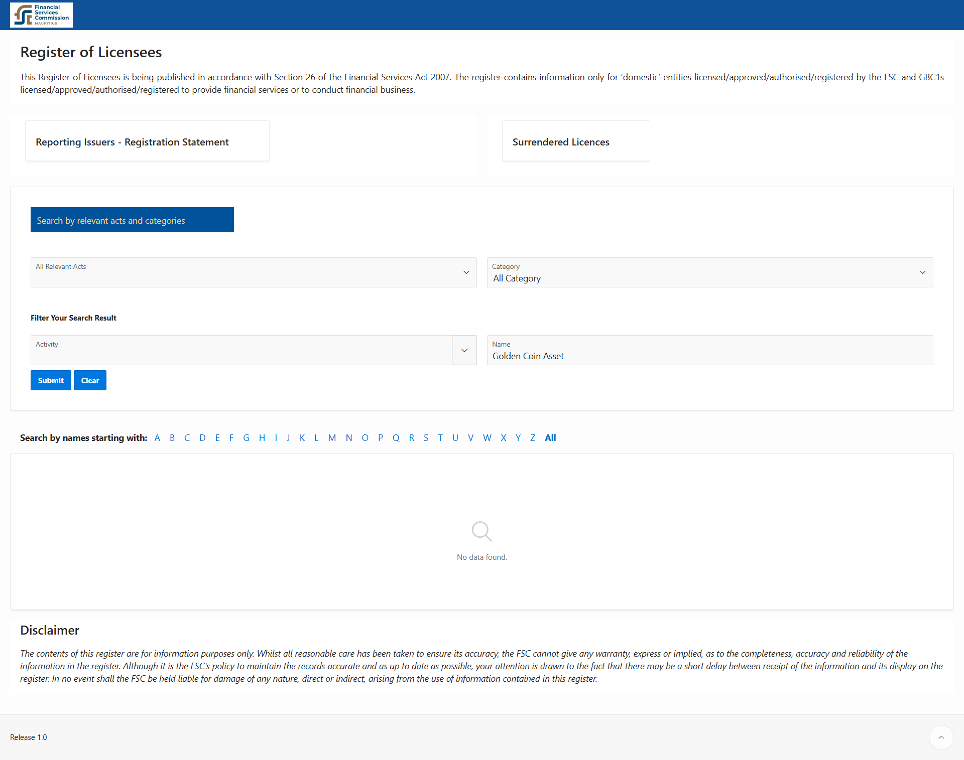 Financial Services Commission, Mauritius(FSC)Official Website