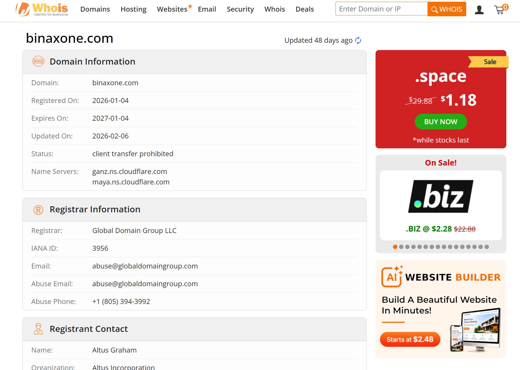 WHOIS domain registration date