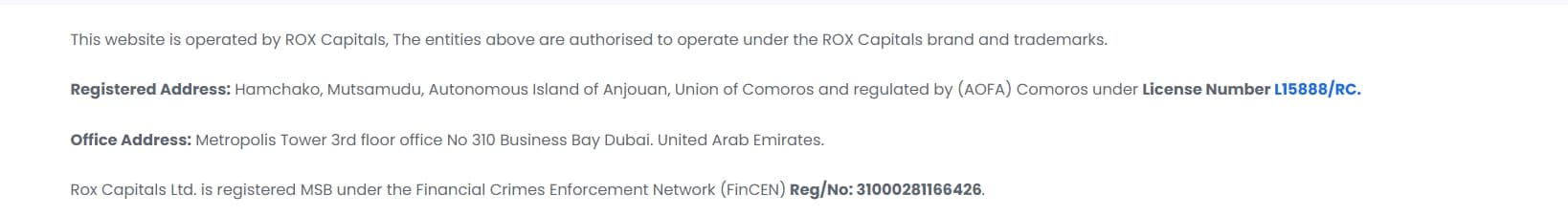 Rox Capitals' corporate background