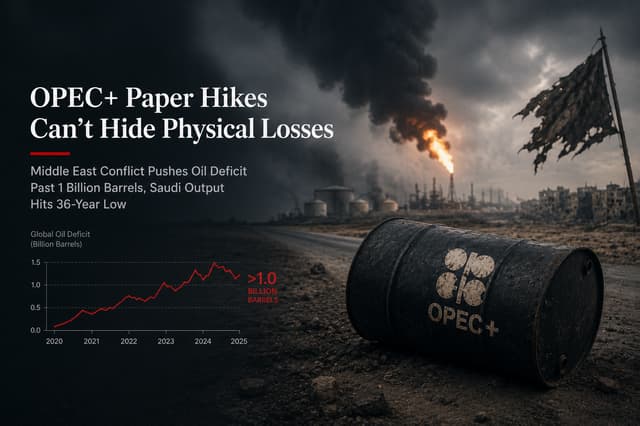 OPEC+ Paper Quotas Defy Physical Supply Shock: 1B-Barrel Deficit as War Halts Middle East Oil