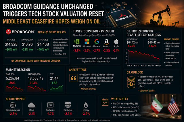 Broadcom AI Guidance Triggers Valuation Consolidation as Middle East Ceasefire Eases Oil