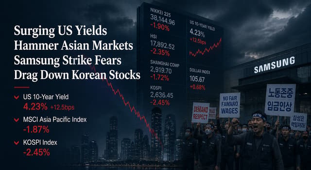 Surging US Yields Hammer Asian Markets as Samsung Strike Threat Drags Down KOSPI