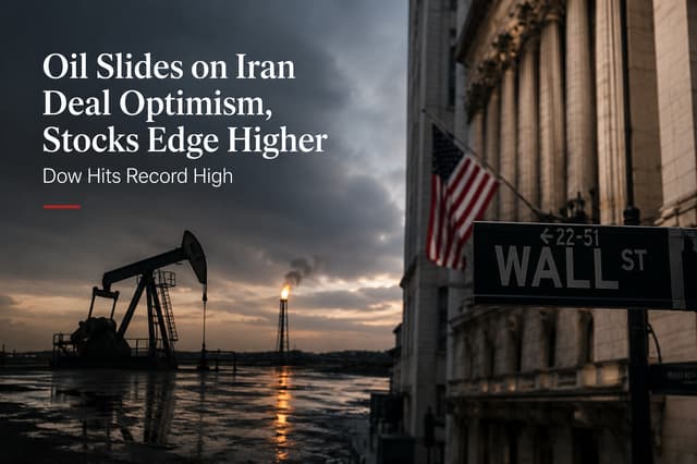 US Stocks Edge Higher as Oil Retreats on Mideast Peace Hopes Dow Hits Record