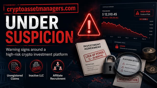 cryptoassetmanagers.com은 무허가로 운영되었으며 해산된 것으로 표시됩니다