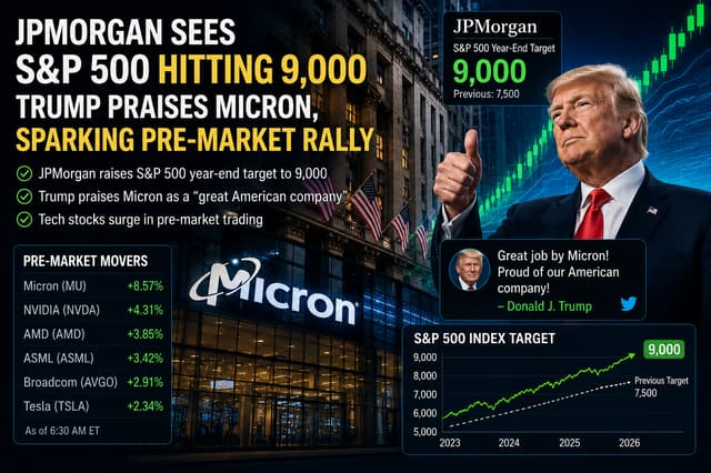 JPMorgan Targets S&P 500 at 9,000; Trump Backs Micron as Tech Futures Surge