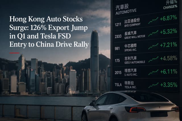 HK Auto Stocks Rebound: Q1 Export Surge and Tesla FSD Entry Rerate Sector