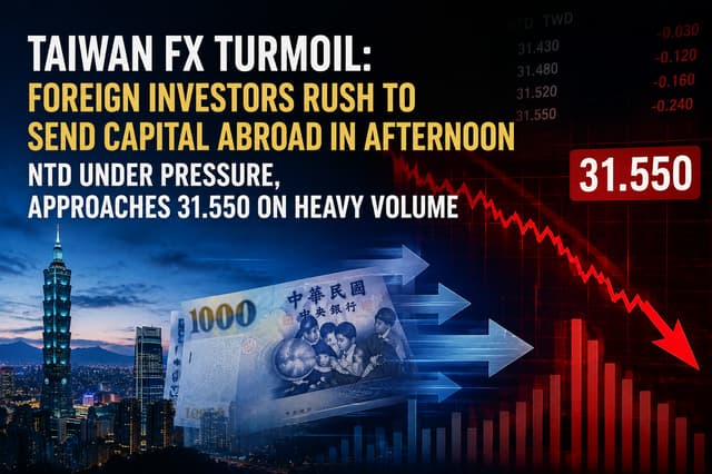 Taiwan FX Anomaly: TWD Plunges on Heavy Foreign Outflows, Nears 31.550