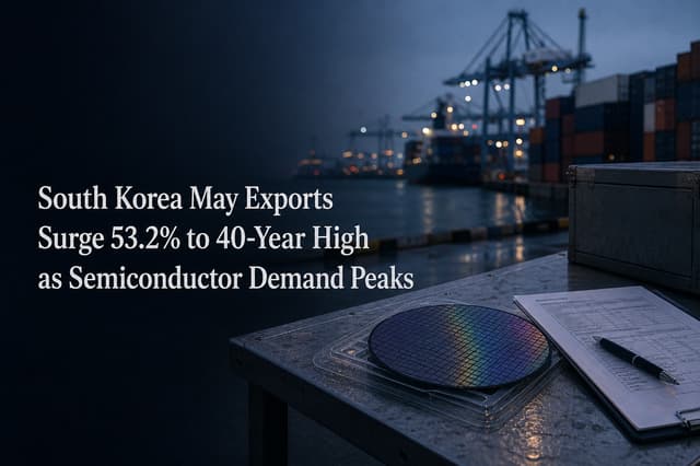 South Korea May Exports Surge 53.2% to 40-Year High as Semiconductor Demand Peaks