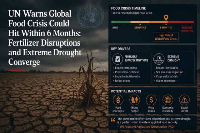 UN Warns Global Food Shortage May Hit in 6 Months Amid Fertilizer Disruption and Severe Drought