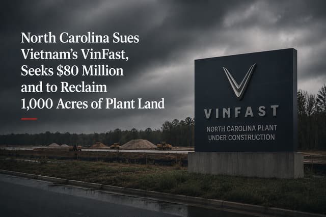 North Carolina Sues Vietnam's VinFast Over $3B EV Plant Delay, Seeking Land Claws Back